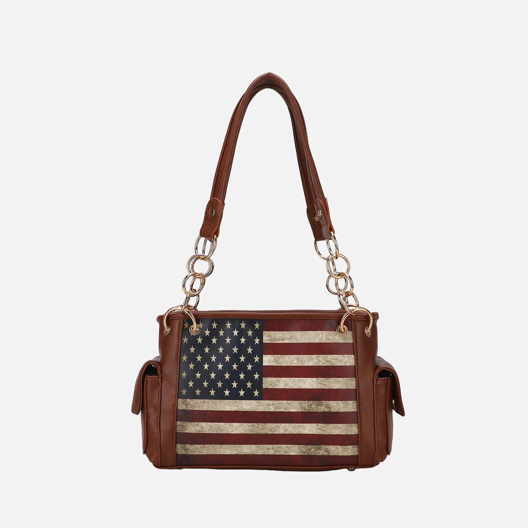 Alaina Printed Flag Shoulder Bag