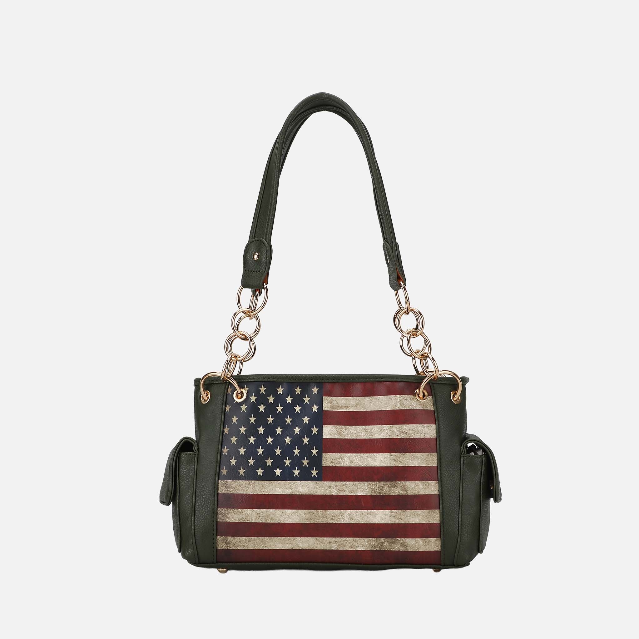 Alaina Printed Flag Shoulder Bag