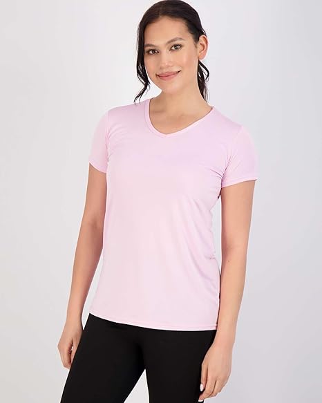 Women's Short Sleeve V-Neck Activewear T-Shirt Dry-Fit Wicking Yoga Top