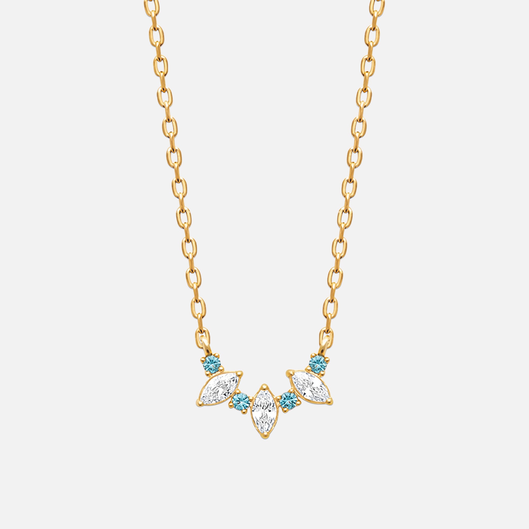 Aquamarine Bloom Arc Necklace