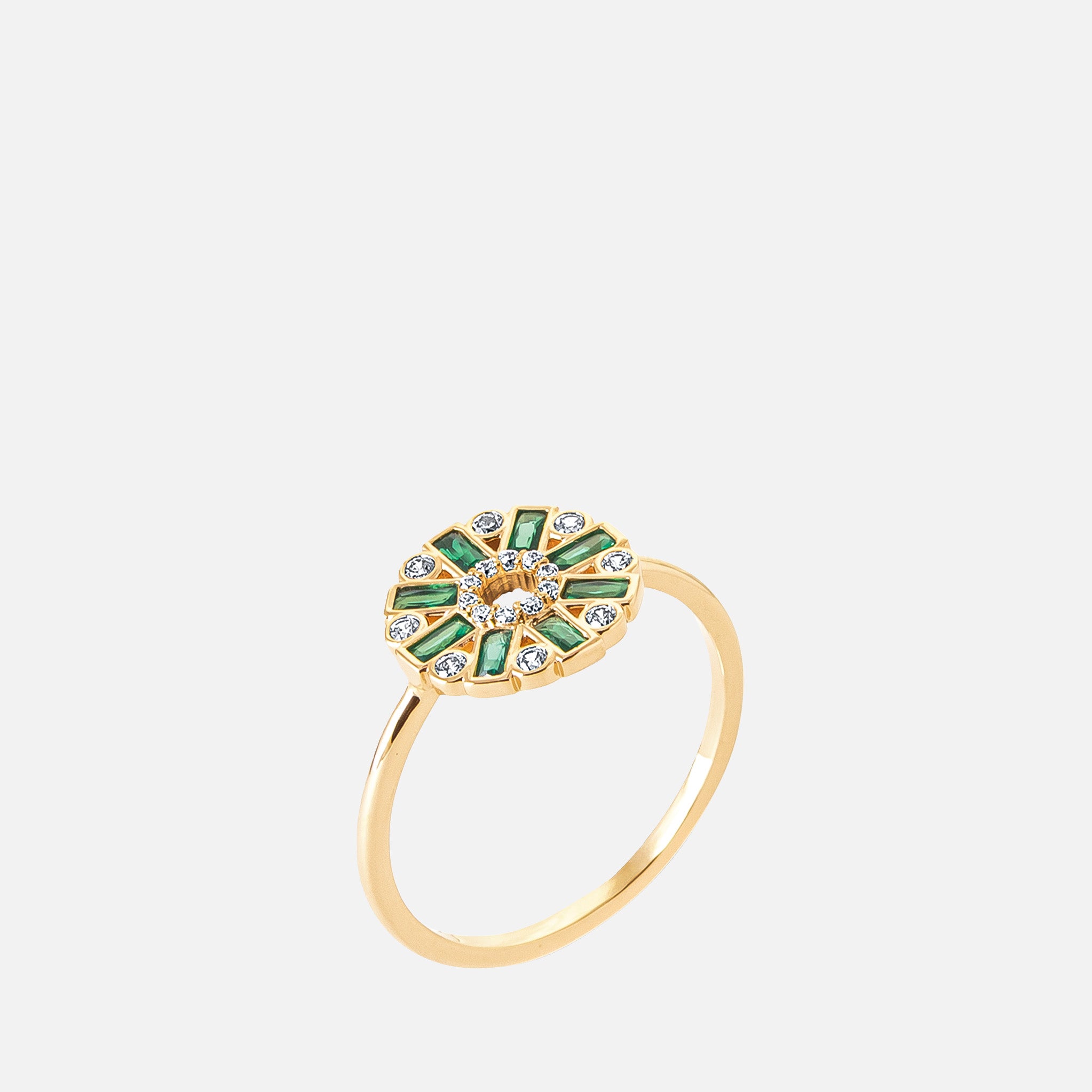 Solis Baguette Sunburst Ring