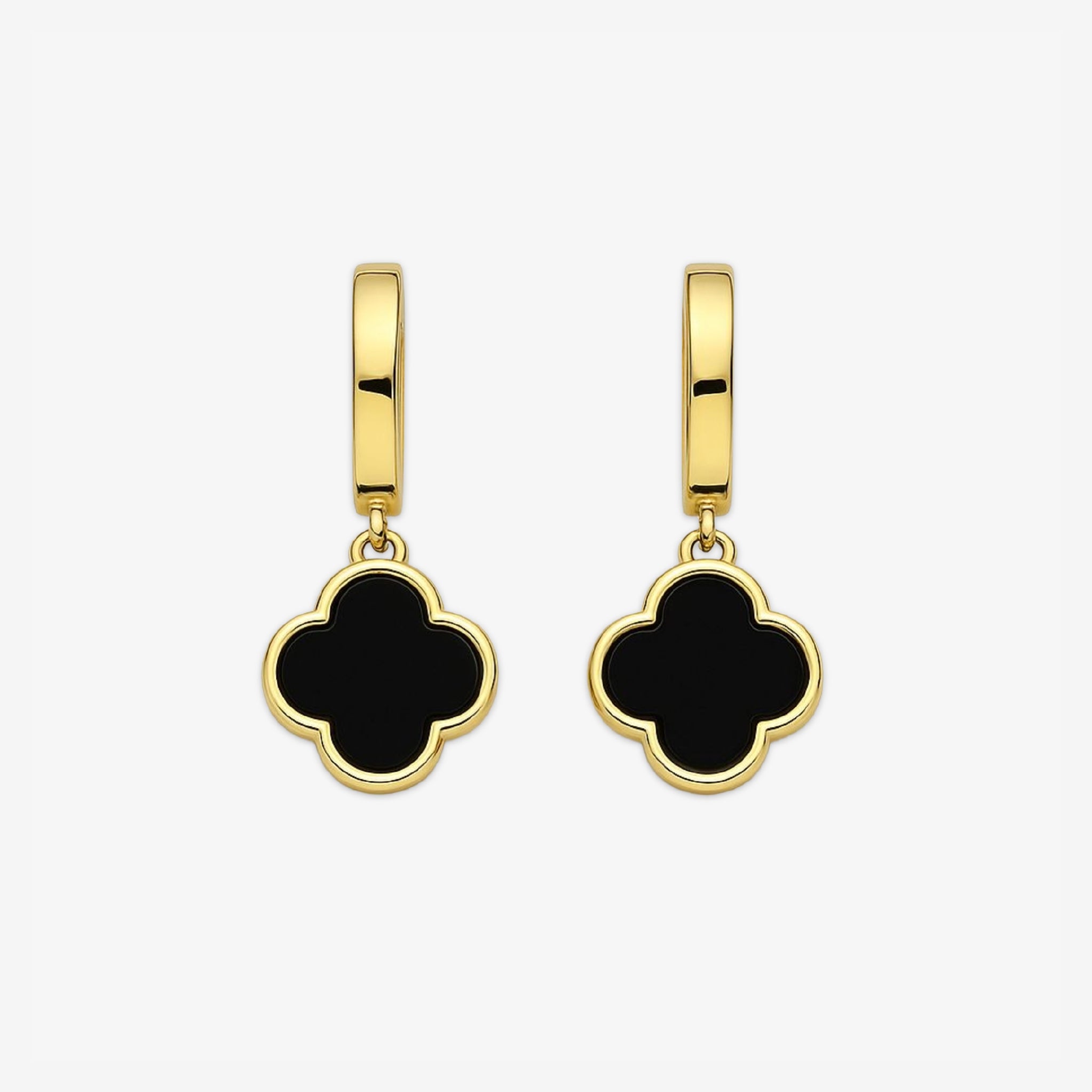 Noir Clover Drop Earrings