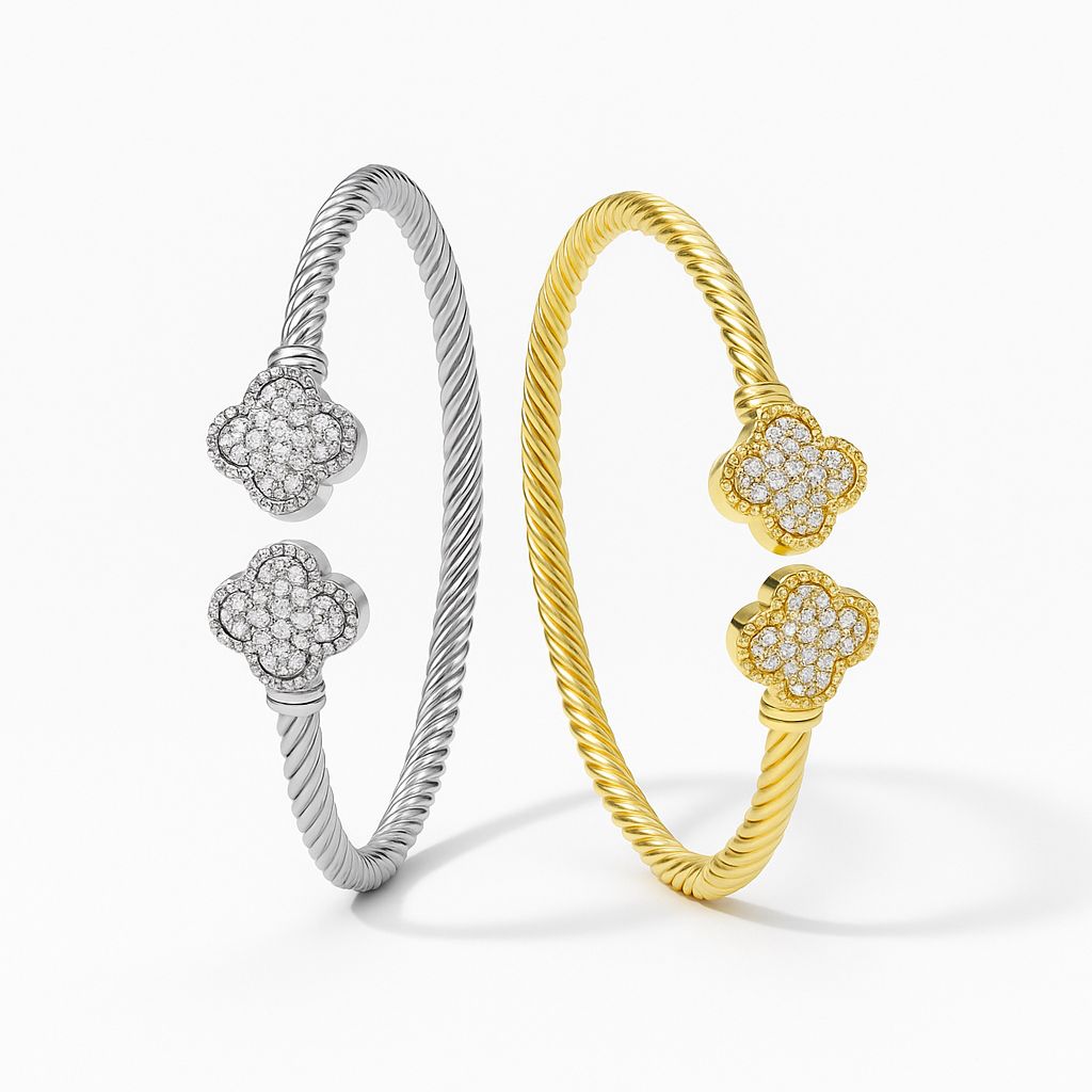 Pave Clover Cuff