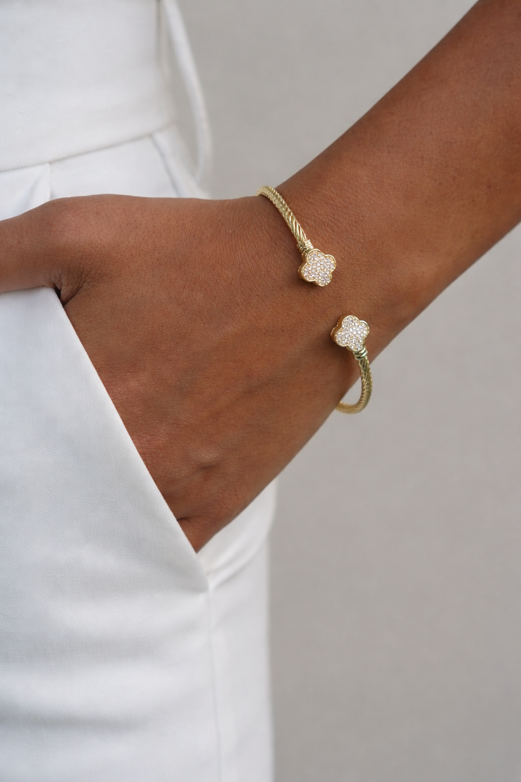 Pave Clover Cuff