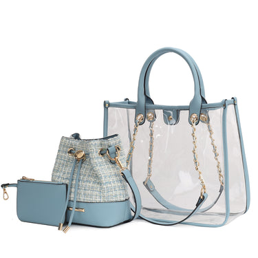 Diva PVC Tote Bag with Tweed Bucket Bag