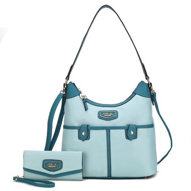 Harper 2 PCS Nylon Hobo Shoulder Handbag with Matching Wallet