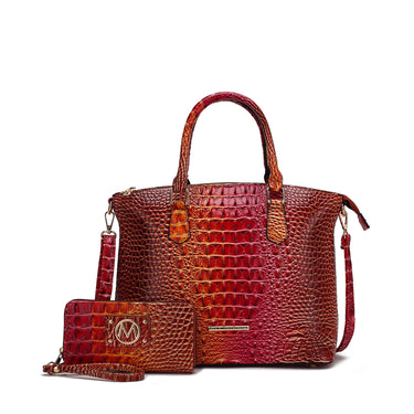Liora Gradient Croc Shoulder Bag and Wallet Set