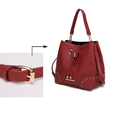 Callie Solid Vegan Leather Women's Bucket Handbag With Matching Wallet