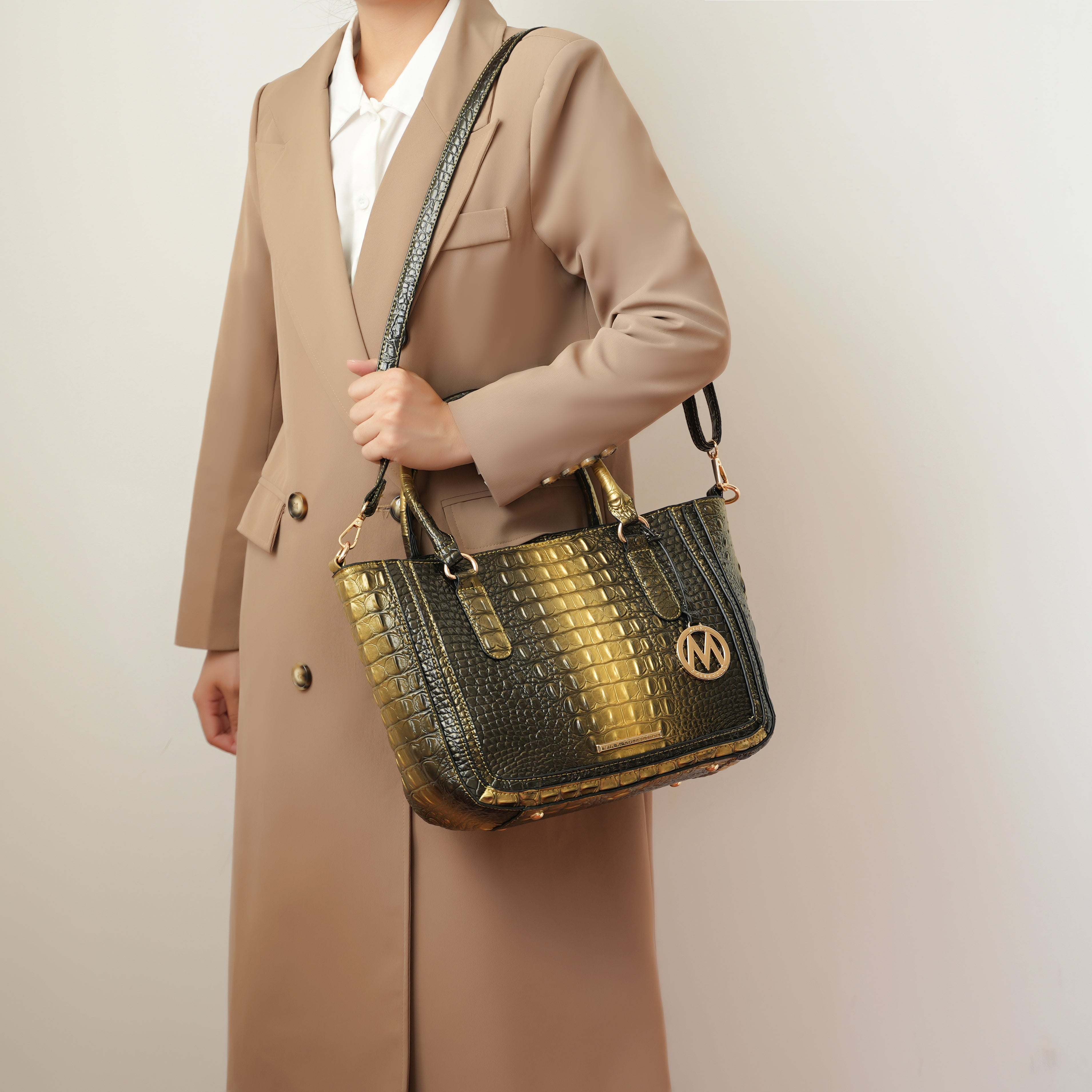 Bonnie Croc-Embossed Handbag and Set