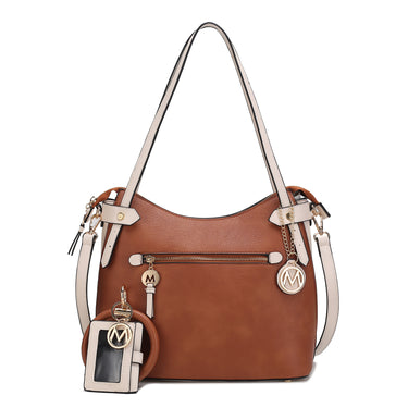 Jaseli Color-Block Vegan Leather Women's Hobo Handbag With Cardholder