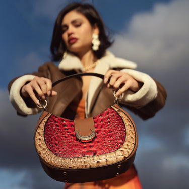 Jain Croc-Embossed Shoulder Bag