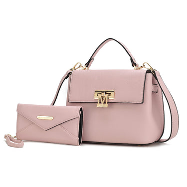 Hadley Vegan Leather Womenâ€™s Satchel Handbag & Wristlet Wallet 2 pcs