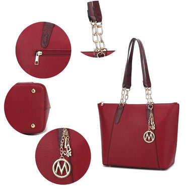 Ximena Vegan Leather Womenâ€™s Tote Handbag & Wristlet Wallet 2 pcs