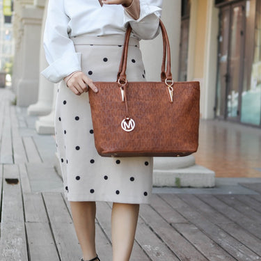 Edelyn embossed M Signature 4 PCS Tote Set