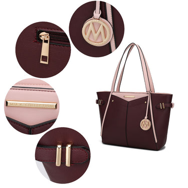 Morgan Vegan Leather Women Tote Bag & Wristlet Wallet 2 pcs Set