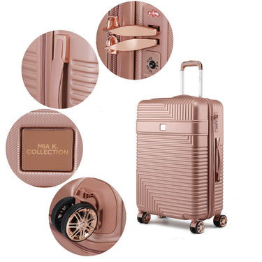 Mykonos Luggage Set- Extra Large Check-in, Large Check-in, Medium Carry-on, and Small Cosmetic Case by Mia K- 4 pieces